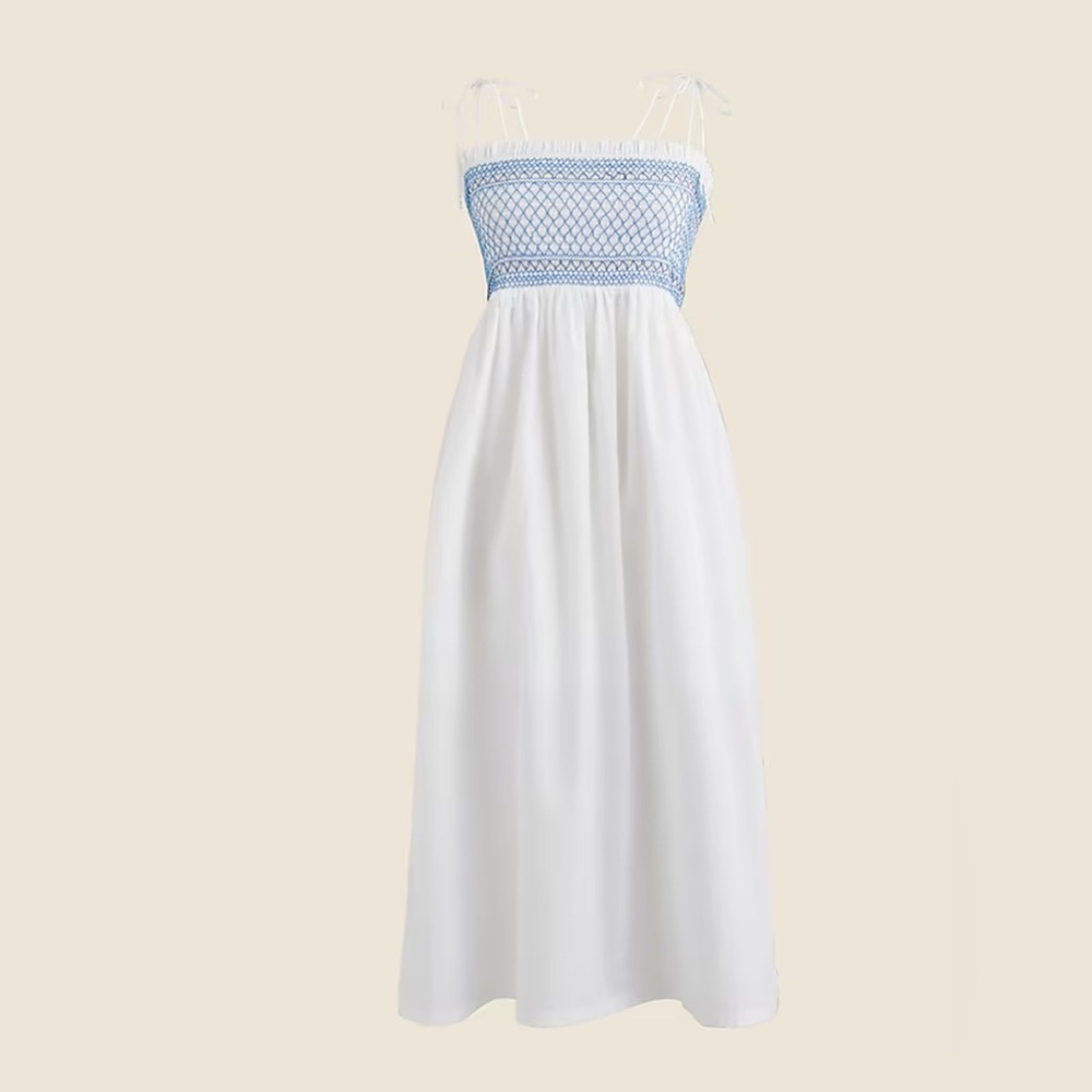 J.CREW Paloma Midi Dress in Striped Cotton Poplin White/Blue Size XS - Picture 3 of 13